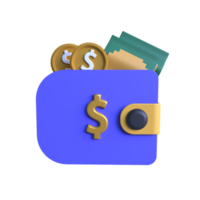 billetera 3d icono ui png transparente antecedentes