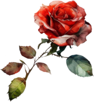 Flor rosa aguarela botânico ai generativo png