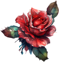 fleur Rose aquarelle botanique ai génératif png