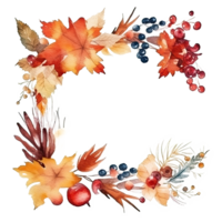 Watercolor Autumn Wreath Isolated. Illustration png