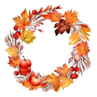 Watercolor Autumn Wreath Isolated. Illustration png