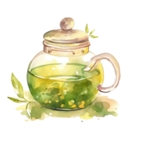 Watercolor green tea. Illustration png