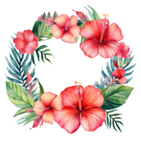 Watercolor tropical wreath isolated. Illustration png