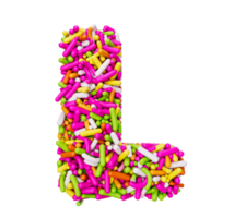 alphabet l fabriqué de coloré arrose lettre l arc en ciel arrose 3d illustration png