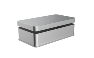 Rectangle Silver Food box blank stainless box for pencil or stationery isolated 3d illustration png