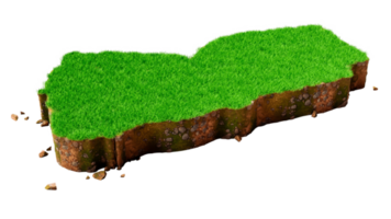 Yemen Map soil land geology cross section with green grass and Rock ground texture 3d illustration png