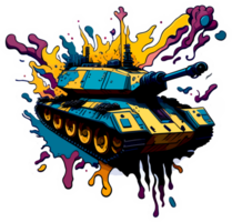 Splash Cartoon Art of Tank Sticker with png