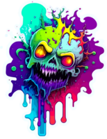 chapoteo Arte dibujos animados zombi pegatina con ai generativo png