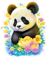 grappig panda sticker met ai generatief png