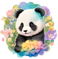 söt liten panda klistermärke med ai generativ png