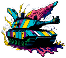 färgrik tank illustration med ai generativ png