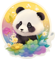 adorable Panda autocollant avec ai génératif png