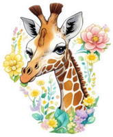 Giraffe Head Illustration Sticker with png