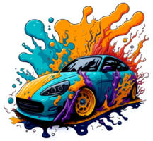 Car Sticker with Splash Art Style with png