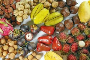 Mix southeast Asian fruit Malaysia Longan Lychee langsat rambutan salak mangosteen mango papaya photo