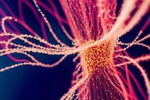 generativo ai Arte con ilustración de humano cerebro y nervioso sistema. explorador el neuronas y central nervioso sistema. generativo ai foto
