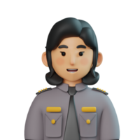 3d avatar policía niña ilustración png