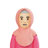 3d avatar musulmán rosado niña ilustración png