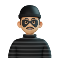 3d avatar ladro uomo illustrazione png