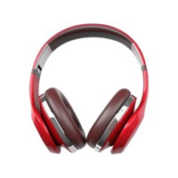 Red wireless headphones isolated on transparent background. png