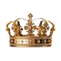 d'or Royal couronne isolé sur transparent Contexte. ai généré png