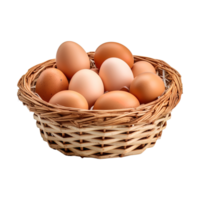 Eggs in basket isolated on transparent background. png