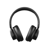 Black wireless headphones isolated on transparent background. png