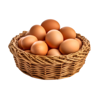 Eggs in basket isolated on transparent background. png