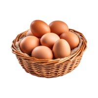 Eggs in basket isolated on transparent background. png