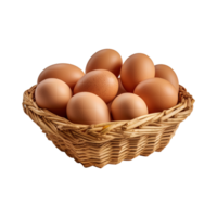 Eggs in basket isolated on transparent background. png