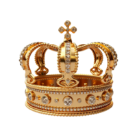 Golden royal crown isolated on transparent background. png