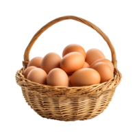 Eggs in basket isolated on transparent background. png