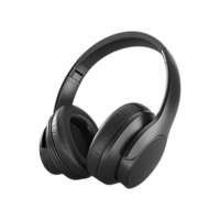 Black wireless headphones isolated on transparent background. png