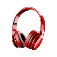 Red wireless headphones isolated on transparent background. png