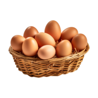 Eggs in basket isolated on transparent background. png
