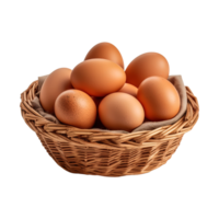 Eggs in basket isolated on transparent background. png