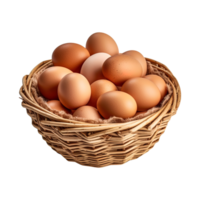 Eggs in basket isolated on transparent background. png