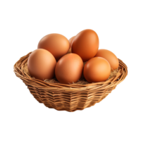 Eggs in basket isolated on transparent background. png