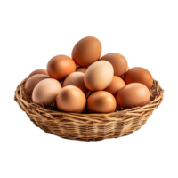 Eggs in basket isolated on transparent background. png