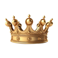 Golden royal crown isolated on transparent background. png