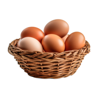 Eggs in basket isolated on transparent background. png