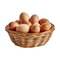 Eggs in basket isolated on transparent background. png