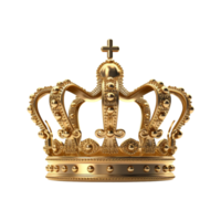 Golden royal crown isolated on transparent background. png