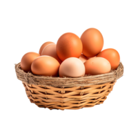 Eggs in basket isolated on transparent background. png