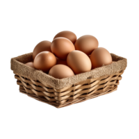 Eggs in basket isolated on transparent background. png