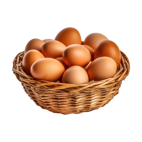 Eggs in basket isolated on transparent background. png