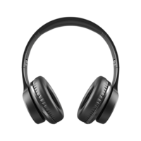 Black wireless headphones isolated on transparent background. png