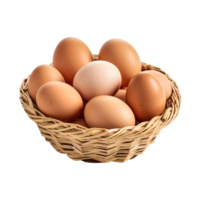 Eggs in basket isolated on transparent background. png