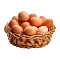 Eggs in basket isolated on transparent background. png