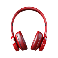Red wireless headphones isolated on transparent background. png